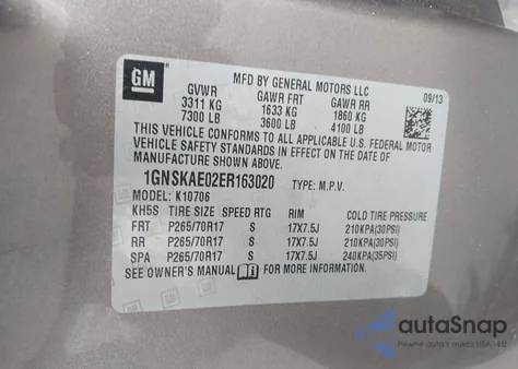 2014 Chevrolet Tahoe Ls из США, поврежденный, VIN 1GNSKAE02ER163020